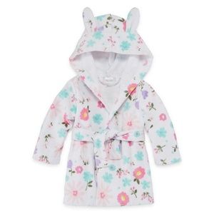 Floral Hooded Bath Swim Towel Robe Baby Girl 0- 9M